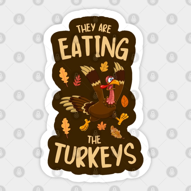 Funny Panicked Thanksgiving Turkey Sticker by Creatifly Graphic Tees